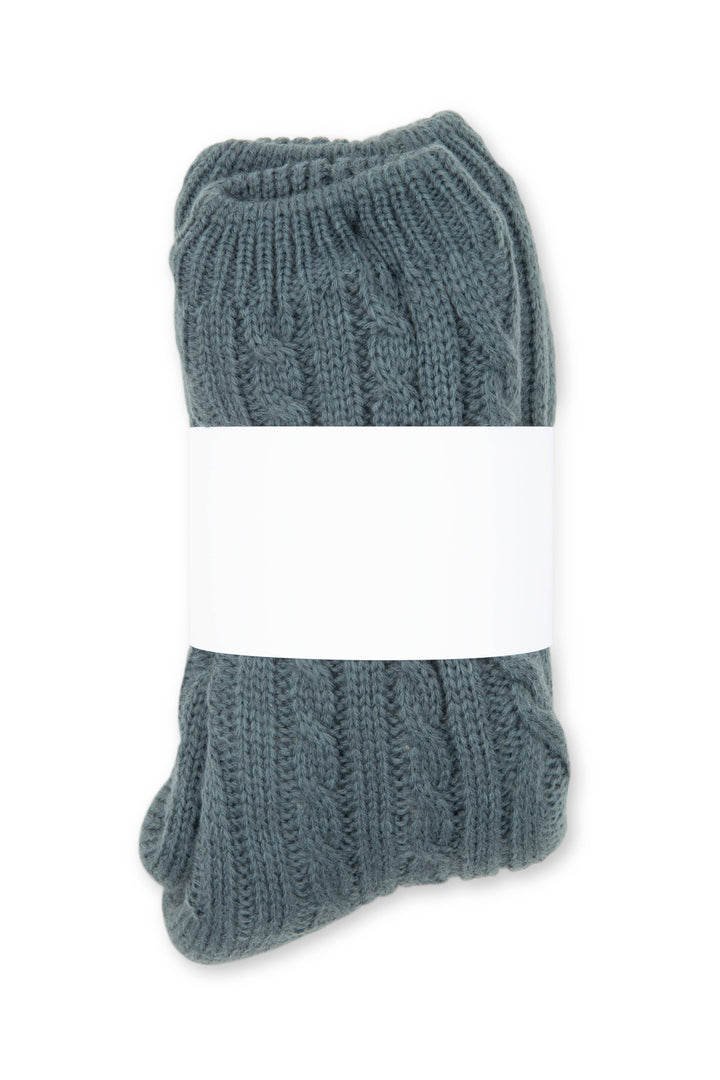 Cozy Sherpa Lined Cable Knit Slipper Socks: Grey