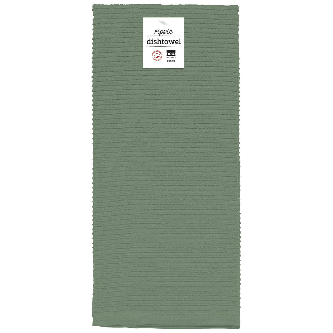 Ripple Elm Green Turkish Cotton Dishtowel