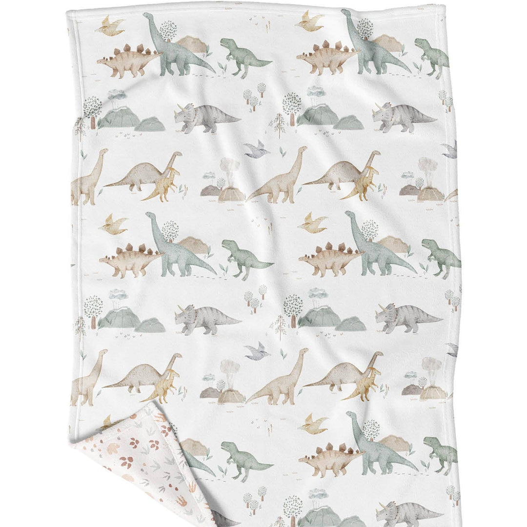 Baby blanket with dinosaur pattern on a white background