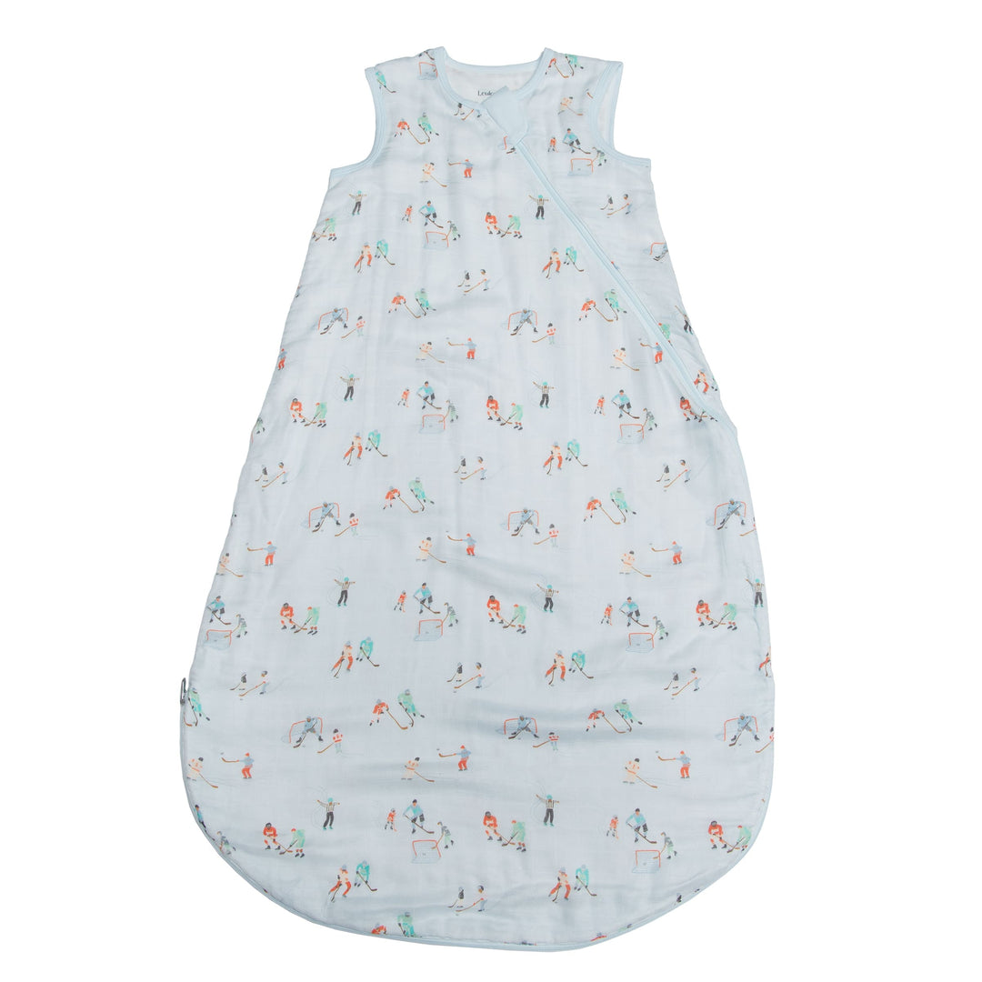 Baby sleeping bag with animal pattern on a white background