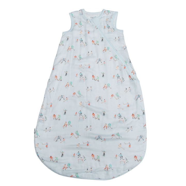 Baby sleeping bag with animal pattern on a white background