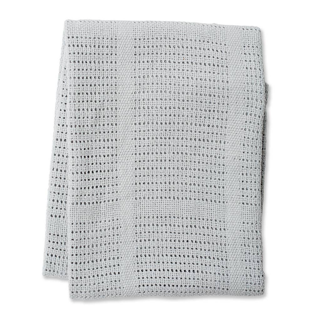 Gray textured blanket on a white background