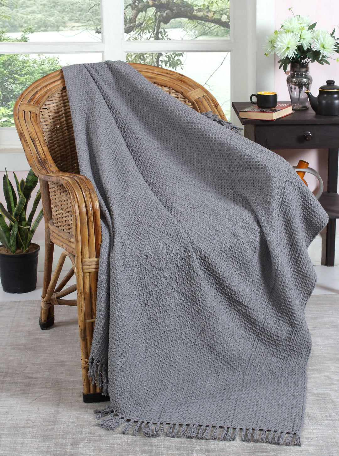 Grey Cotton Throw