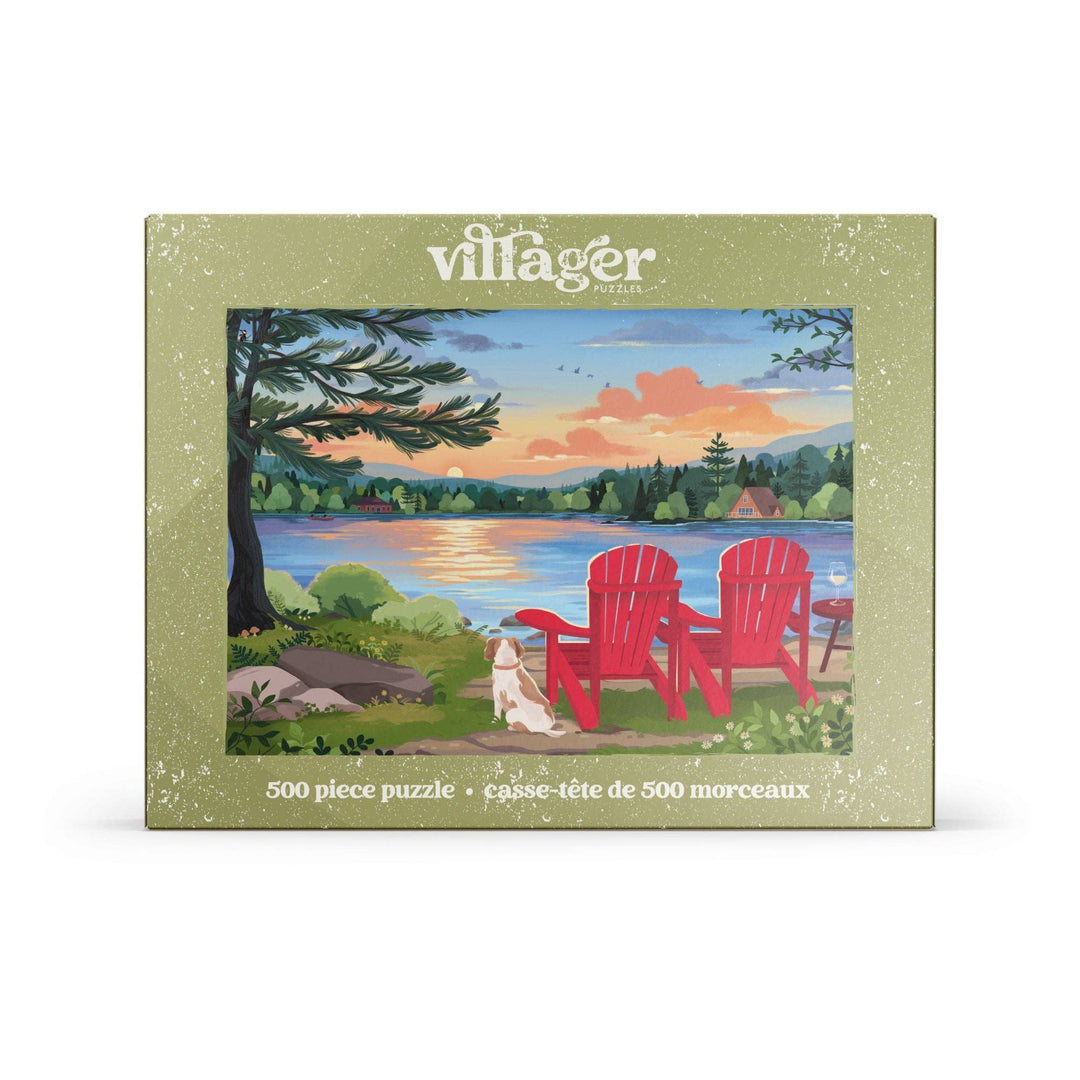 Villager Puzzles Cottage Country 500-piece puzzle featuring a scenic rural landscape designed in Ontario