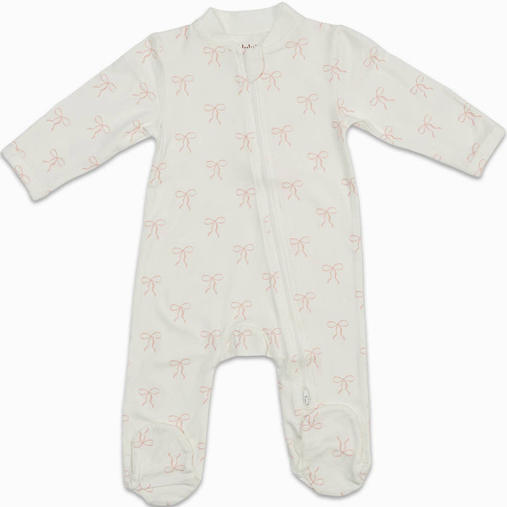 Baby onesie with a subtle pattern on a white background