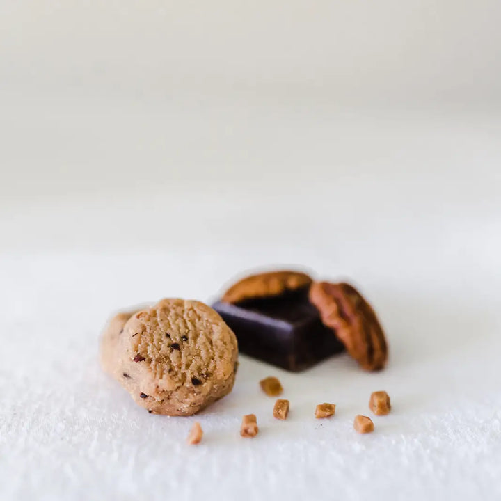 Dark Chocolate Toffee Pecan shortbread mini cookie jar