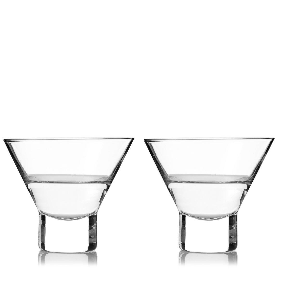 Heavy Base Crystal Stemless Martini Glasses - set of 2
