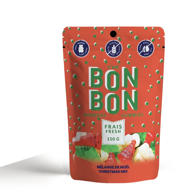 For the Holiday season, La boîte á bonbons have made a delicious mix of gummies in the colors of Christmas! In our cute little red bags. This delicious mix has been specially prepared for your sweet moments, to share (or not) with family or friends! To be enjoyed watching Christmas movies under a warm blanket, hot chocolate in one hand and a bag of gummies in the other!
