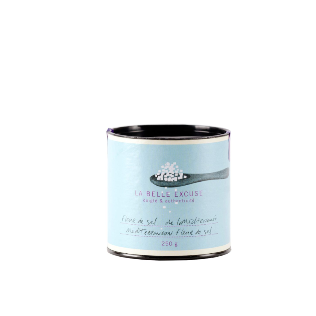 LA BELLE EXCUSE is offering you a fleur de sel created by the natural combination of the sun and breeze of the Mediterranean Sea. Hand harvested and not refined, this fleur de sel retains all its natural minerals.