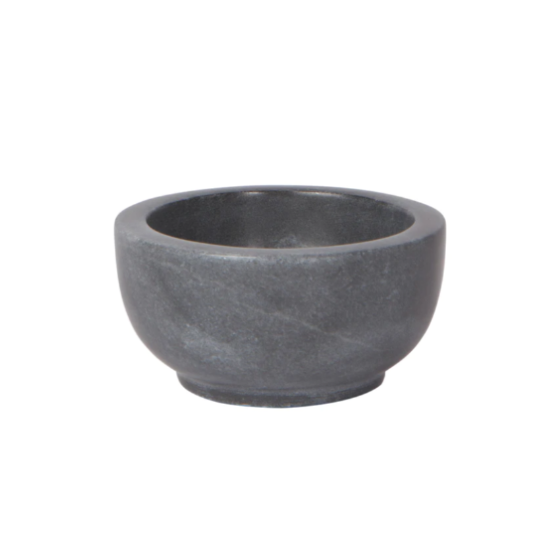 Perfectly petite this clean, cool marble creates a canvas for stylish entertaining. In shades of slate, white, pink and onyx. Each 3 inch bowl is unique and makes a casually elegant display of charcuterie, crudites or other culinary delights. 