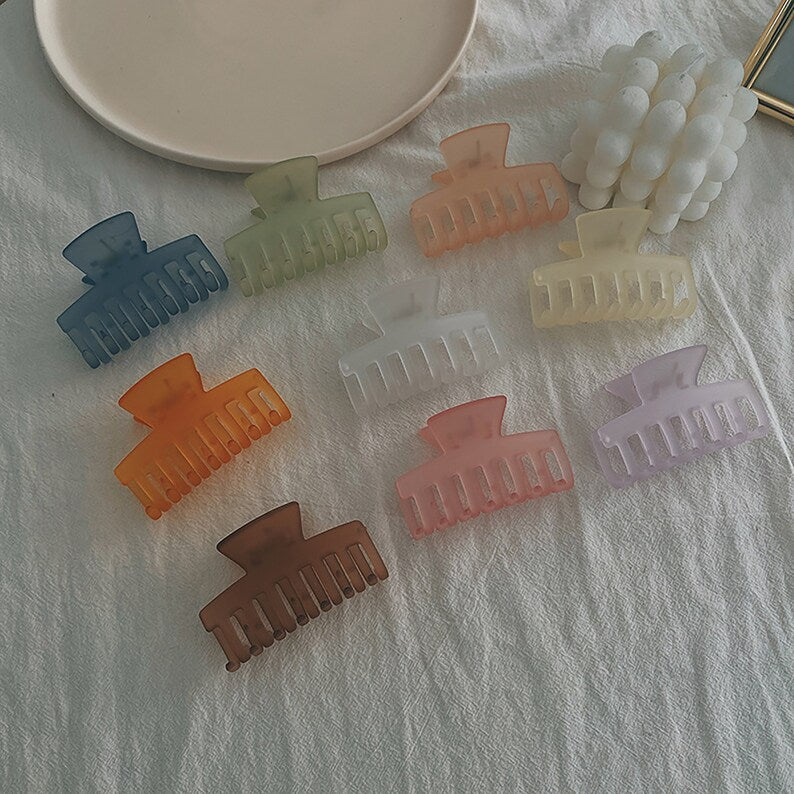 Candy Color Frosted Transparent Hair Claw Clips