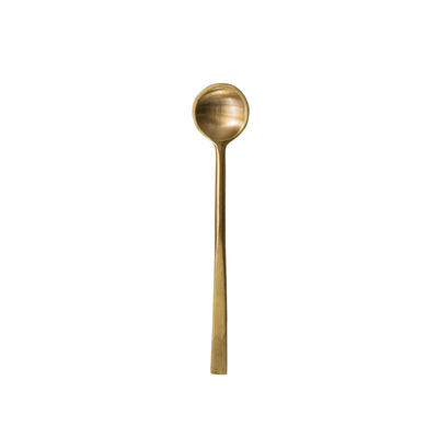 This antique brass spoon is 4.5" long. It is perfect for salsa or jam and will be a great addition to your kitchen utensils.