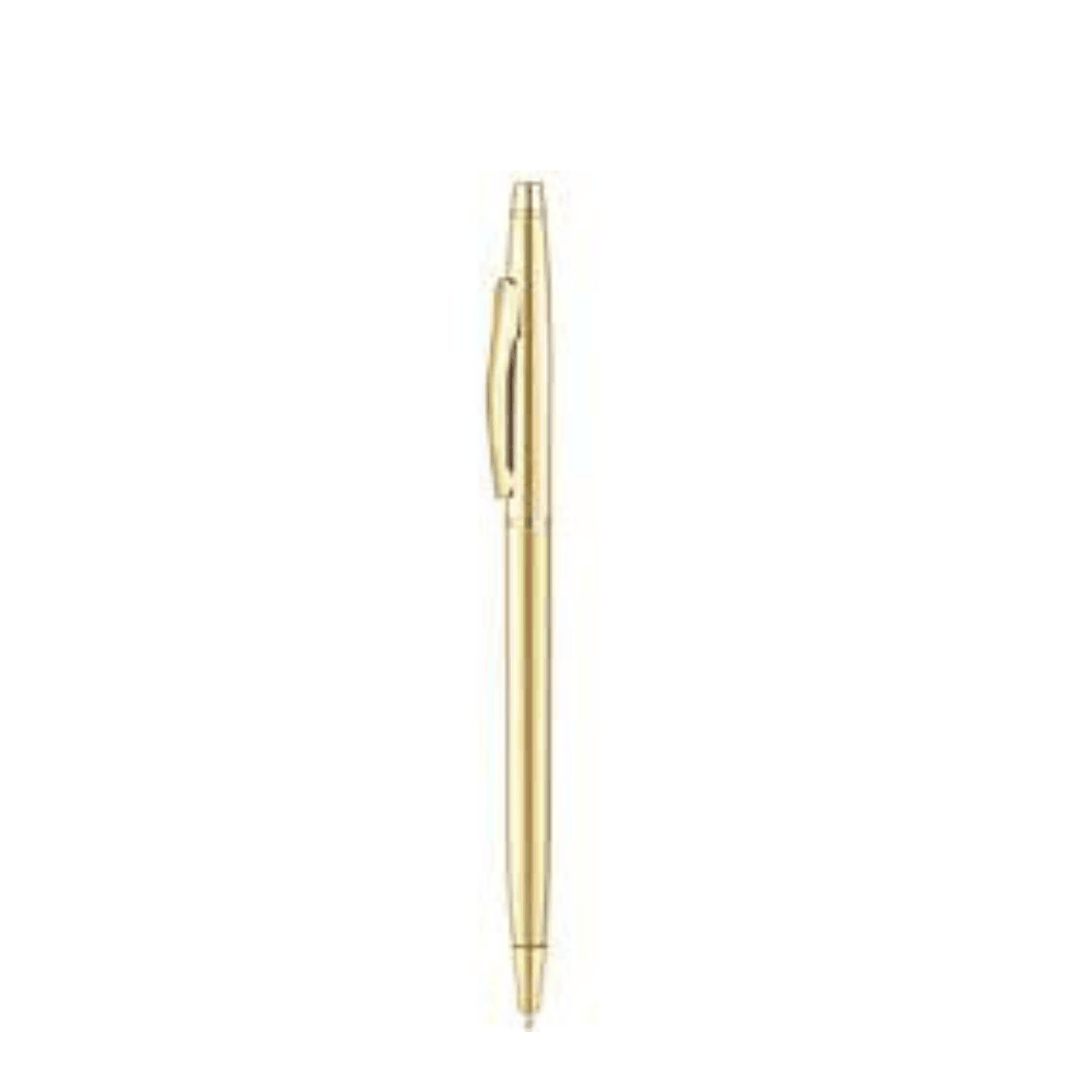 This beautiful gold pen is the perfect compliment to any journal or notepad. Twist to engage, this pen writes in timeless, black ink.   A great gift for the stationary lover or addition to custom gift boxes and corporate gift boxes.  Gift Smack Gift Company