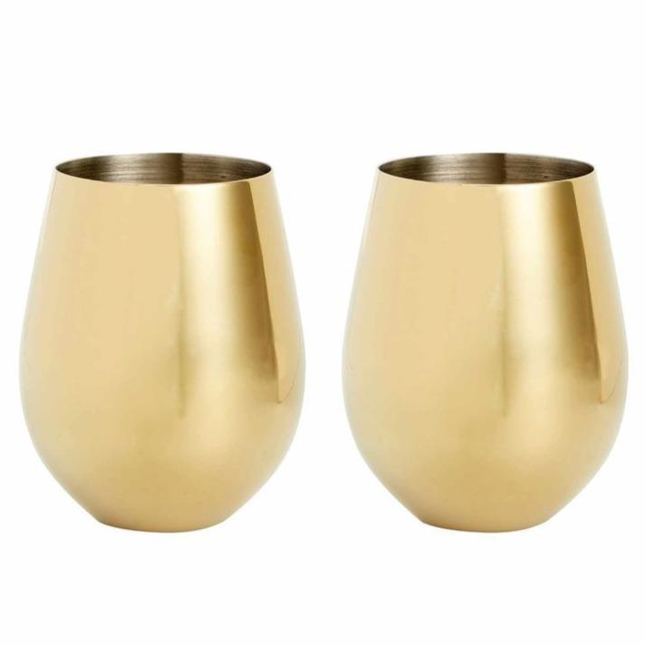 Gold Stemless Wine Glasses Viski 