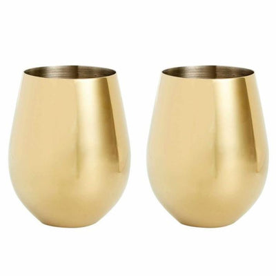 Gold Stemless Wine Glasses Viski 
