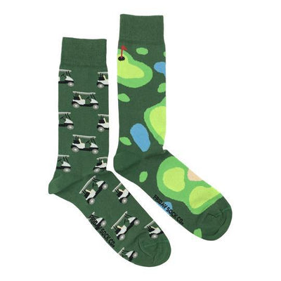 Get on the green and shoot a hole in one in our purposely mismatched men's Golf & Golf Cart socks. Designed in Canada and ethically made in Italy. A perfect gift for a birthday gift box Canada, thank you gift box Canada, gift for him gift box Canada, golf gifts Canada or Father's Day gift Canada.