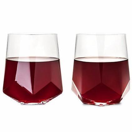 Housewares - Raye Faceted Crystal Wine Glass - Set of 2 Housewares Viski 