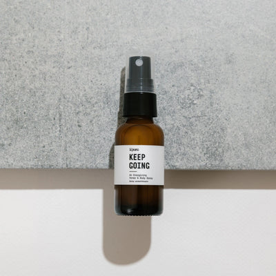 Keep Going is a refreshing blend of lemon, spearmint and other organic essential oils. Ideal for before, during and after workouts or when the 3pm slump hits.   Organic witch hazel and coconut oil make it the perfect hydrating facial toner, that can also be used as a body spray, room spray and gym bag spray.  