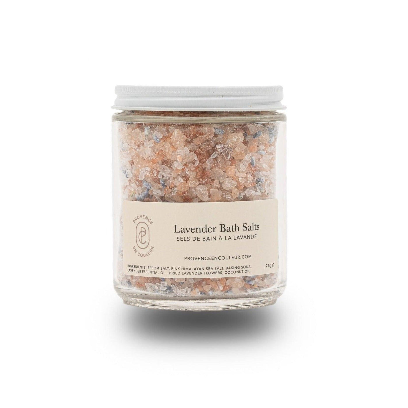Close your eyes and drift away to the South of France, amidst the fields of Provence.   Immerse yourself in a luxurious and soothing bath with these beautiful bath salts blended with real lavender flowers. Enriched with lavender essential oil, these salts are perfect for soothing tired and aching muscles.  To create your own SPA ritual at home, sprinkle the salts in your bathtub for a relaxing, floral bath. Sit back, relax and enjoy.   Rinse with clean water.