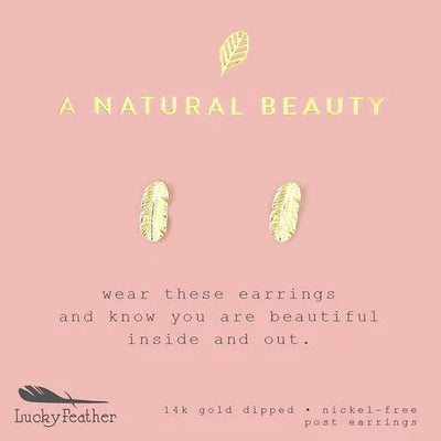 Natural Beauty Gold Leaf Earrings Jewelry Lucky Feather 