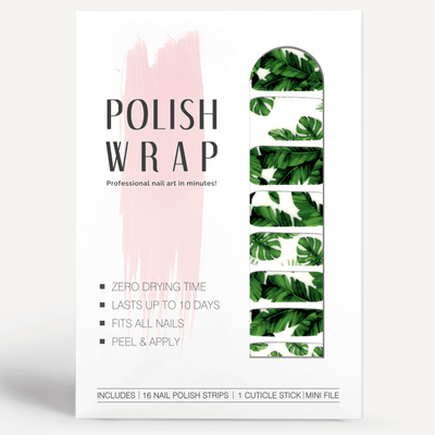 These nail stickers will leave your nails looking perfectly manicured in just a few minutes! These nail stickers will leave your hands looking beautiful, and can last for up to 10 days.   Each polish wrap kit comes with:   ​16 Nail Polish Wraps of varying sizes 1 x Mini Nail File 1 x Cuticle Pusher Stick Instructions for application and removal Gift Recommendations: birthday gift box, celebration gift box, engagement gift box, self care gift box. 