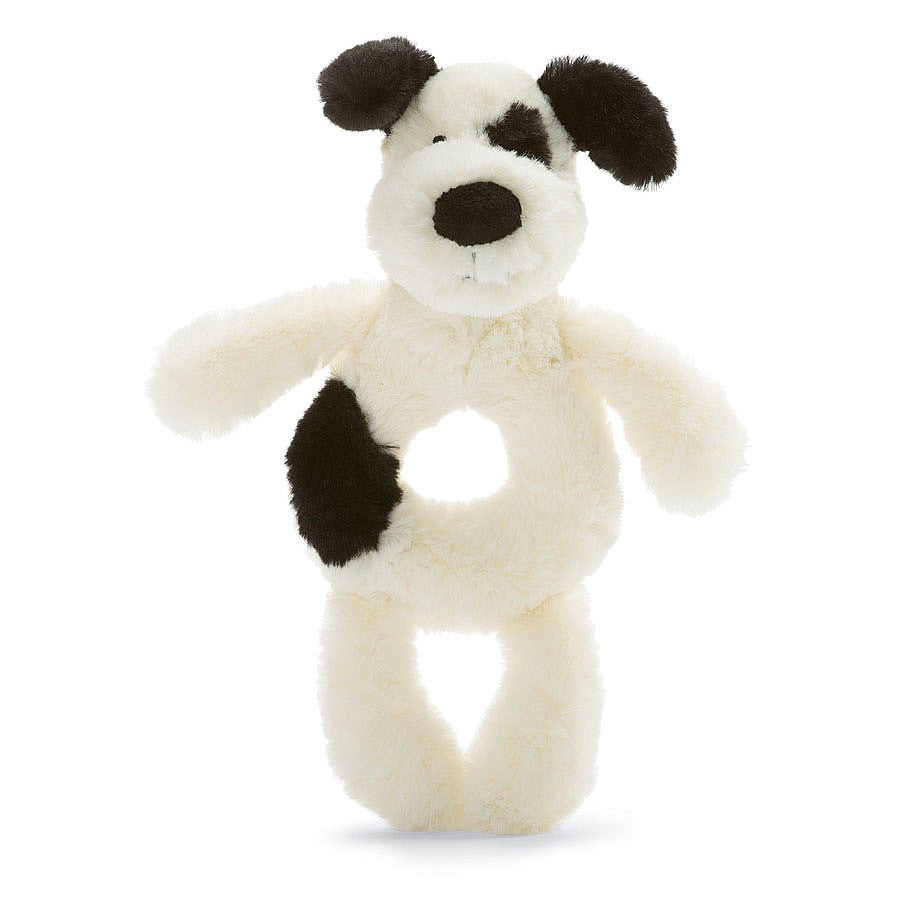 Bashful Black/Cream Puppy Ring rattle