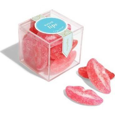 Hey sugar lips, pucker up to these sweet and sour gummy lips in mouthwatering flavors of strawberry, cherry and watermelon.  Kissably-soft and chewy, these sugar lips are dusted in sweet & sour sugar crystals for a lip-smackin' mouthwatering smooch sensation.  These sour gummies are gelatin-free—perfect for vegans and vegetarians. Taste for yourself why Sugar Lips are one of Sugarfina's best selling candies! Excellent addition to our Alberta Gift Boxes.