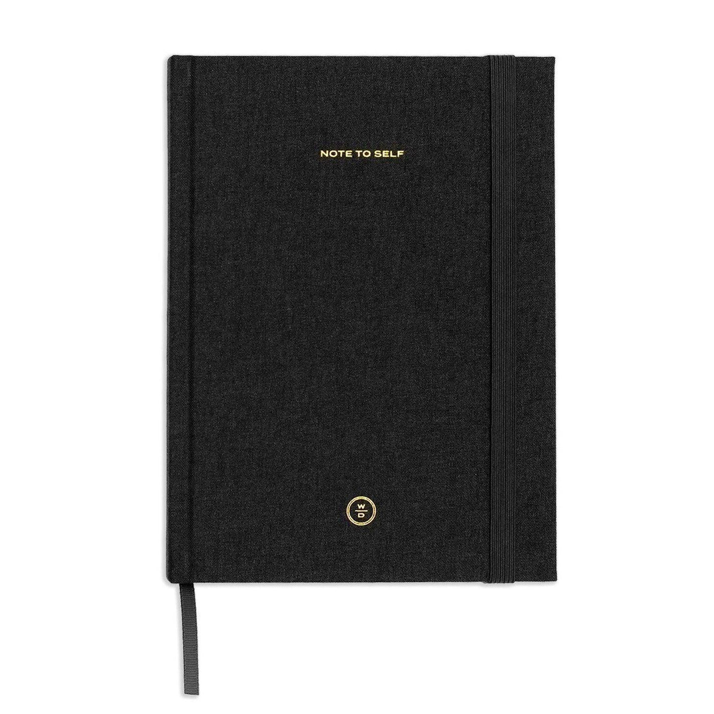 Wit & Delight - Black Linen Note To Self Journal Stationary Wit & Delight 
